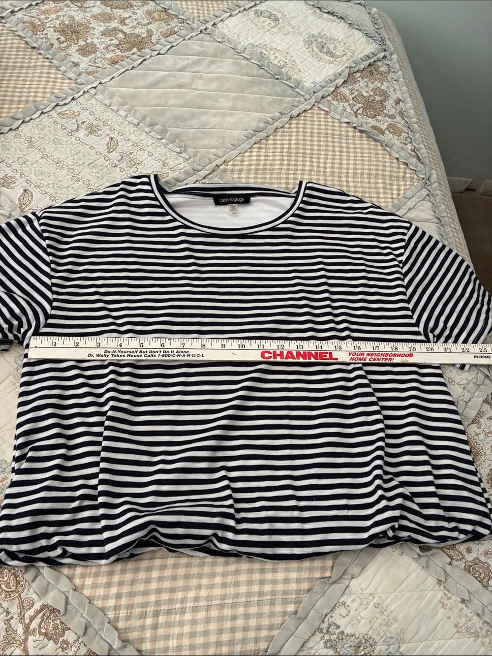 Cable & Gauge Black and White Striped Crop Top